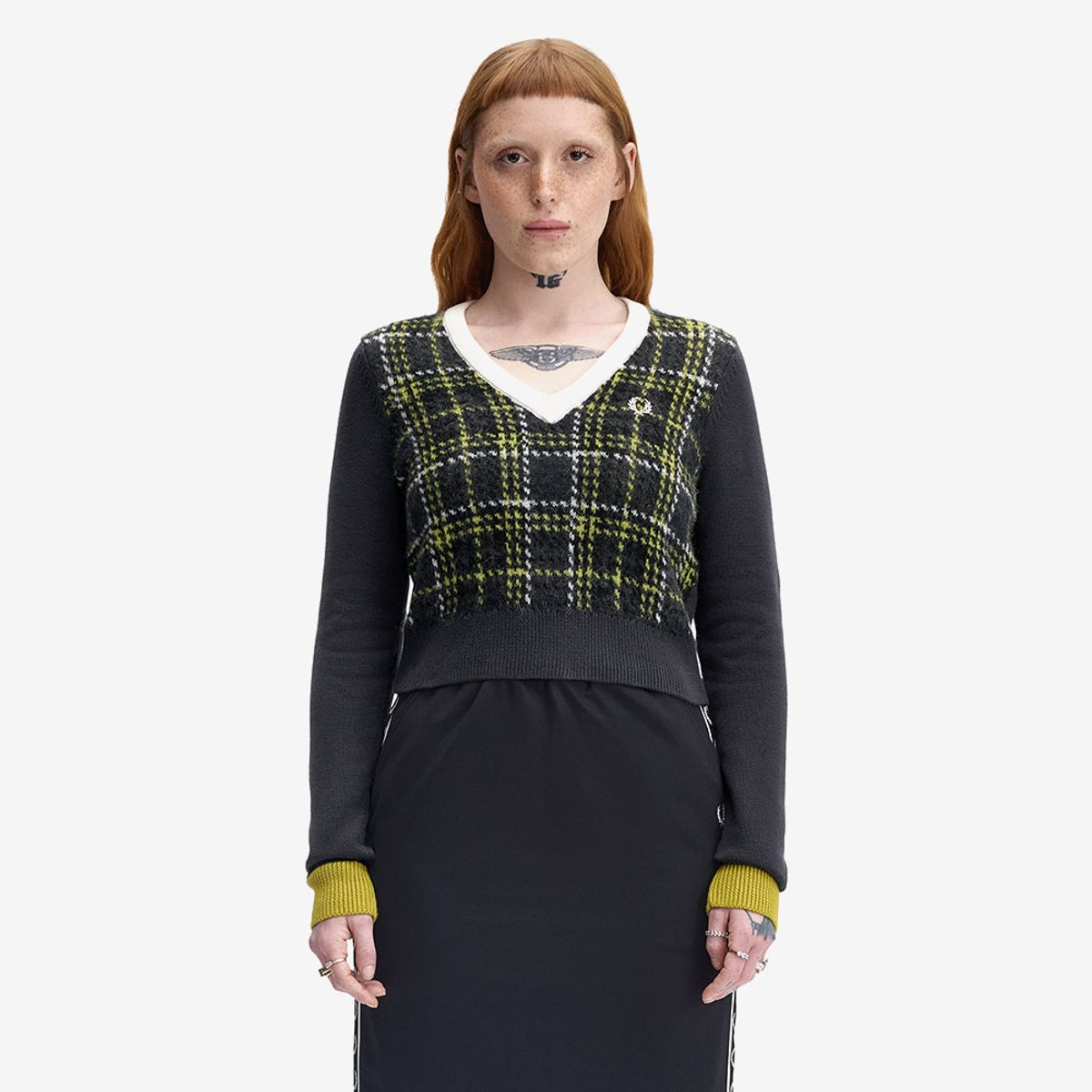 프레드페리(FRED PERRY) [Womens] 타탄 패널 니트 - 앵커 그레이 AFPF2531152-297
