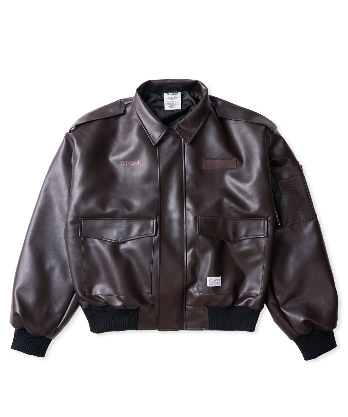 스티그마(STIGMA) A-2 OVERSIZED CROP FAUX LEATHER JACKET