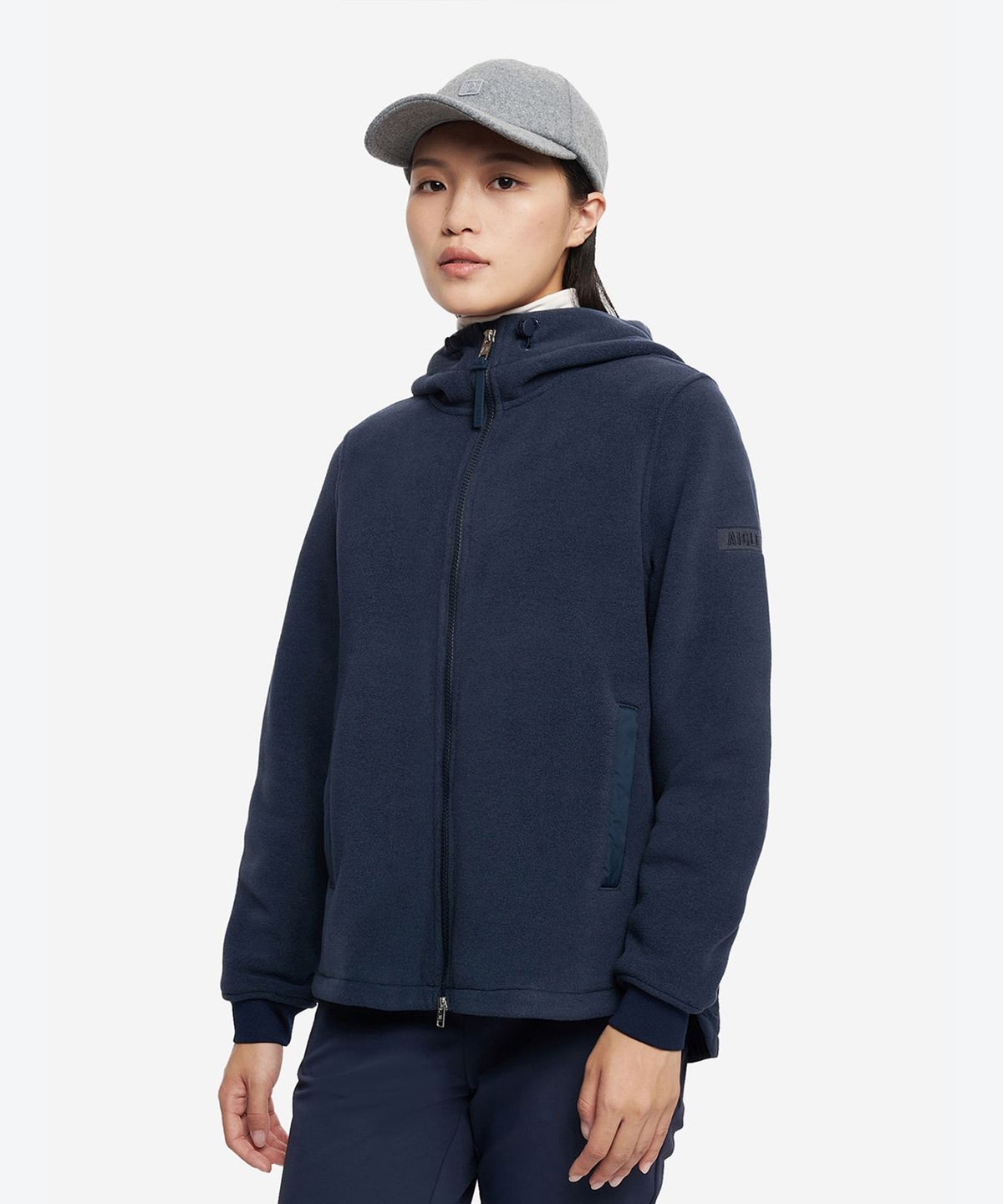 에이글(Aigle) 여성 폴라텍 풀집업 후디 플리스 AAW25WFLE019EMP