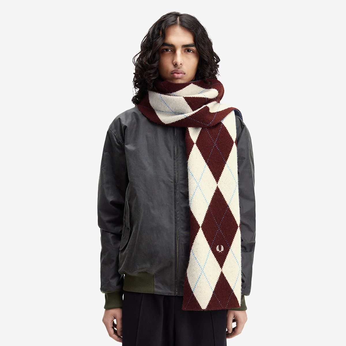 프레드페리(FRED PERRY) 브러시드 아가일 스카프 - 에크루 CFPU2531133-560