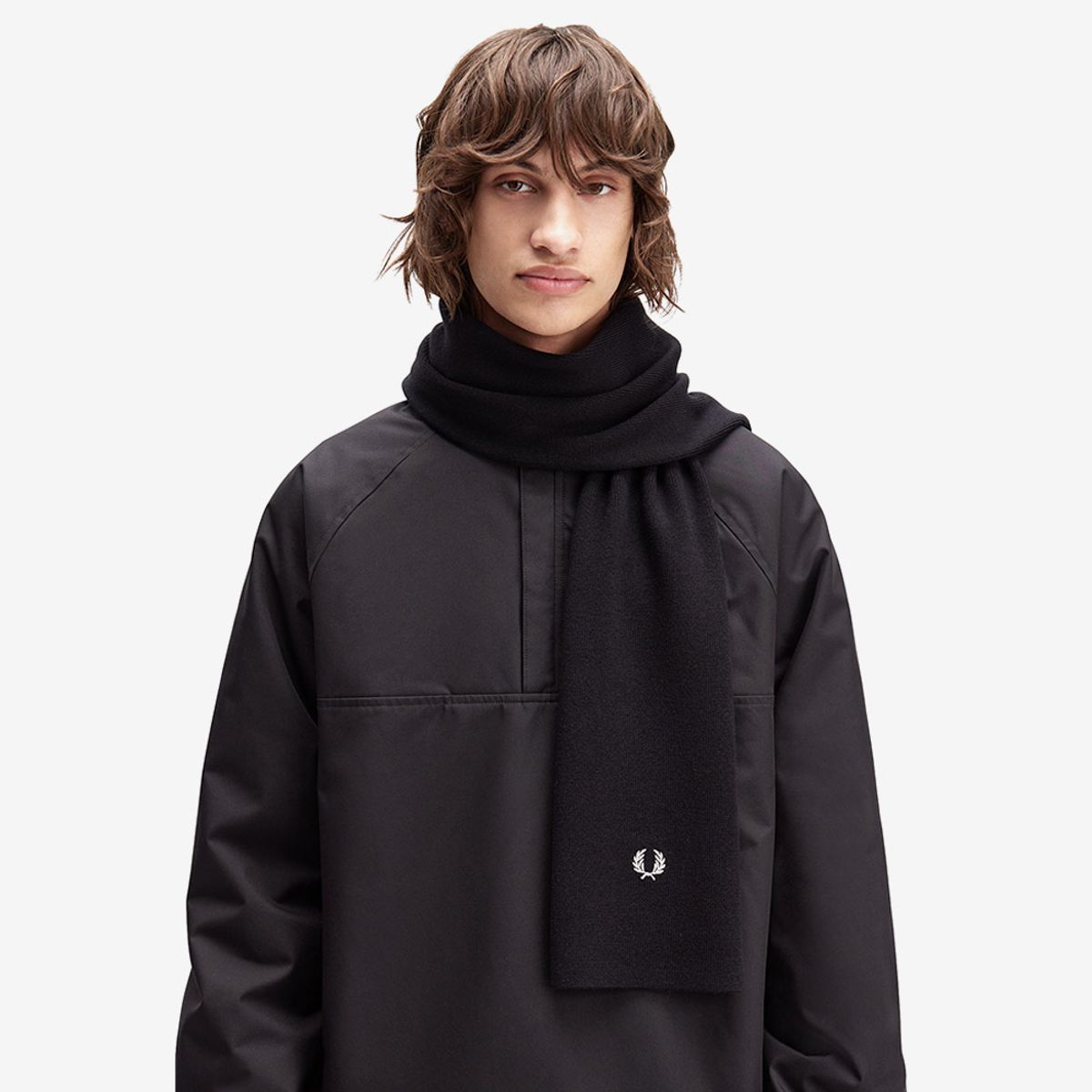 프레드페리(FRED PERRY) 클래식 울 스카프 - 블랙/스노우화이트 CFPU2538140-843
