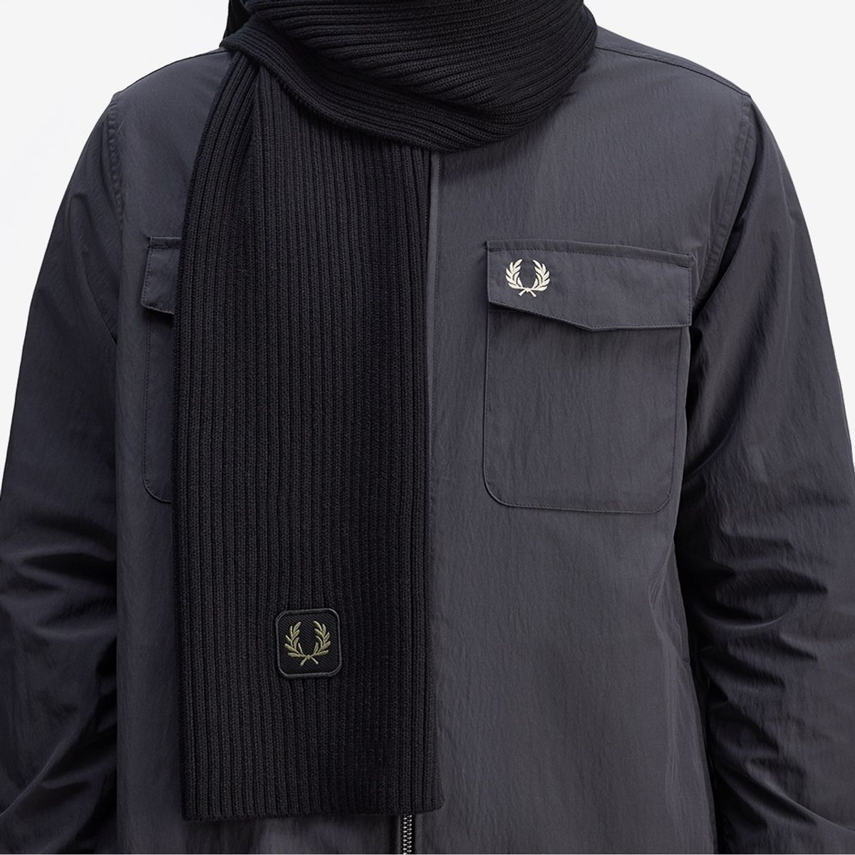 프레드페리(FRED PERRY) 코튼 립 스카프 - 블랙 CFPU2531134-102