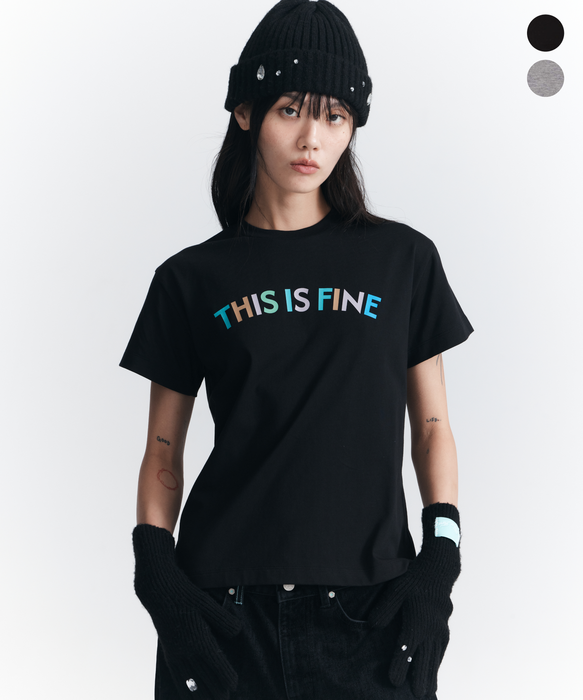 디스이즈파인(THIS IS FINE) 멀티컬러 로고 티 (2color)