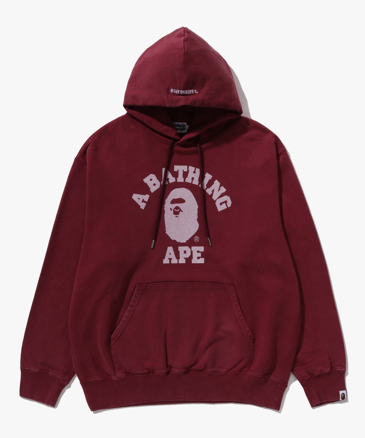 베이프(BAPE) 가먼트 다이 콜리지 풀오버 후드(M) BURGUNDY