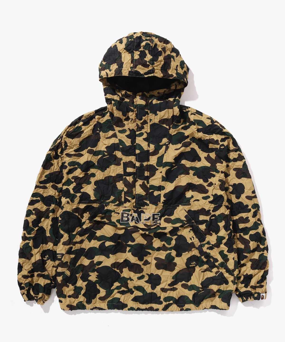 베이프(BAPE) 크링클 이펙트 퍼스트 카모 하프 집 후드 YELLOW