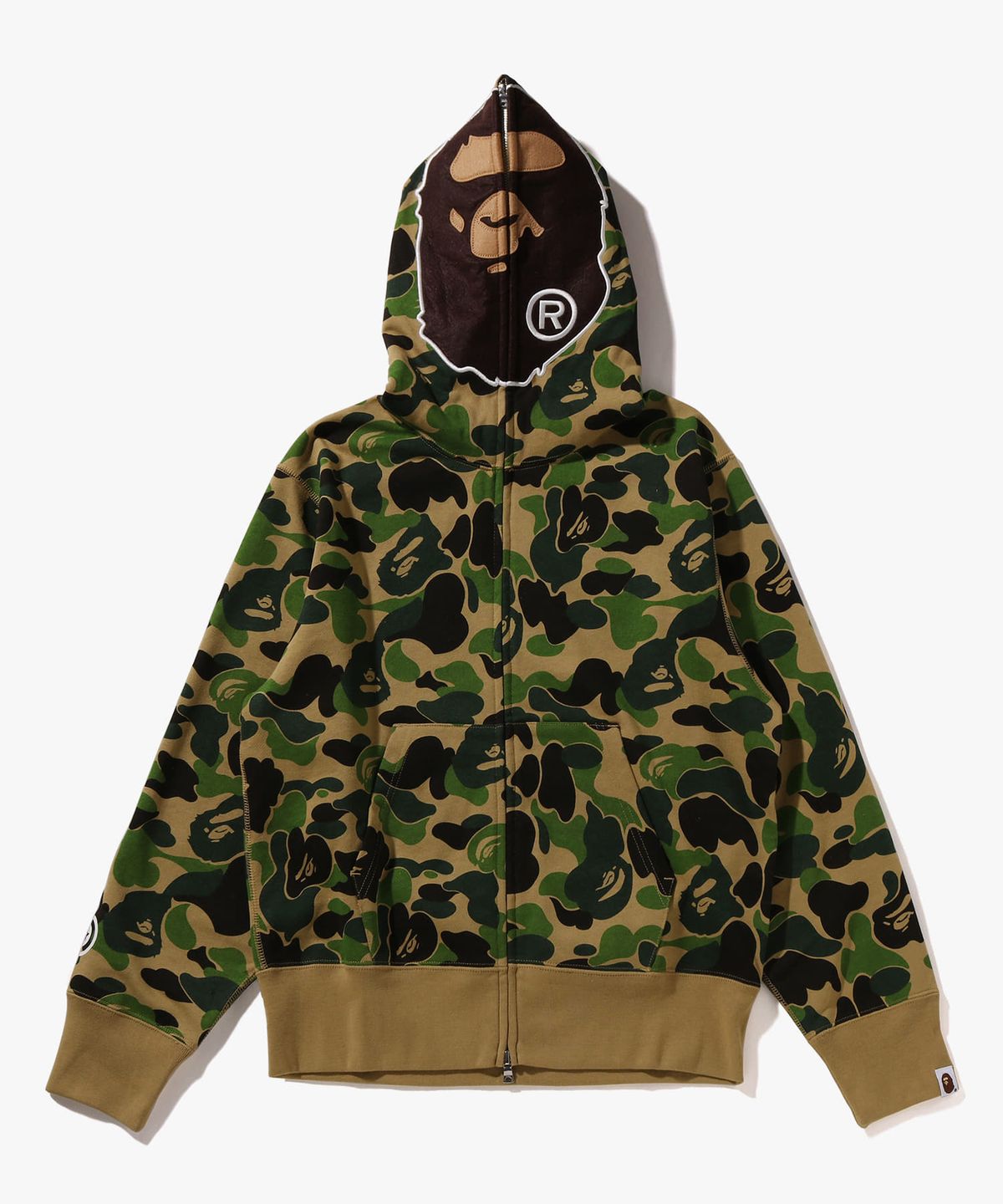 베이프(BAPE) ABC 카모 세컨드 에이프 풀 집 후드(W) GREEN
