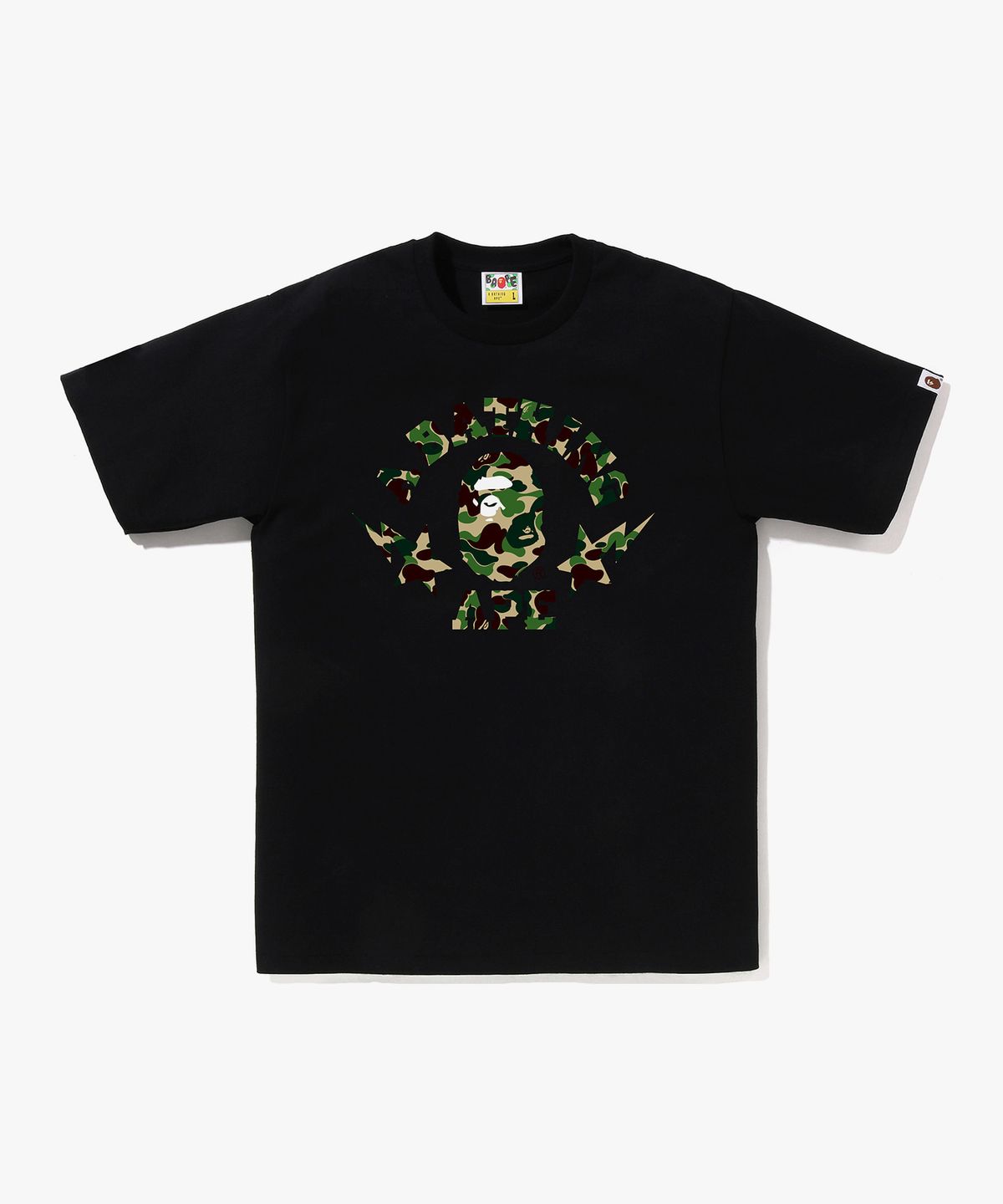 베이프(BAPE) ABC 카모 스타 콜리지 티셔츠(M) BLACK/GREEN
