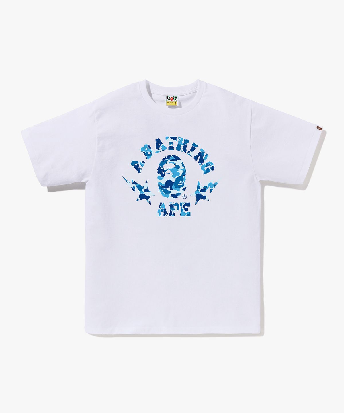 베이프(BAPE) ABC 카모 스타 콜리지 티셔츠(M) WHITE/BLUE