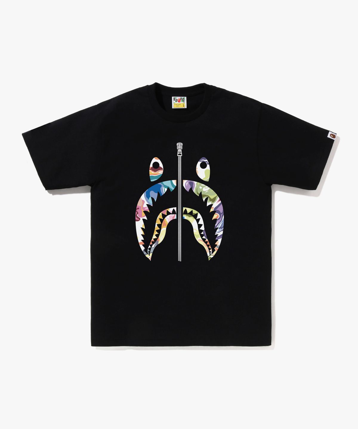 베이프(BAPE) 아트 카모 샤크 티셔츠(M) BLACK