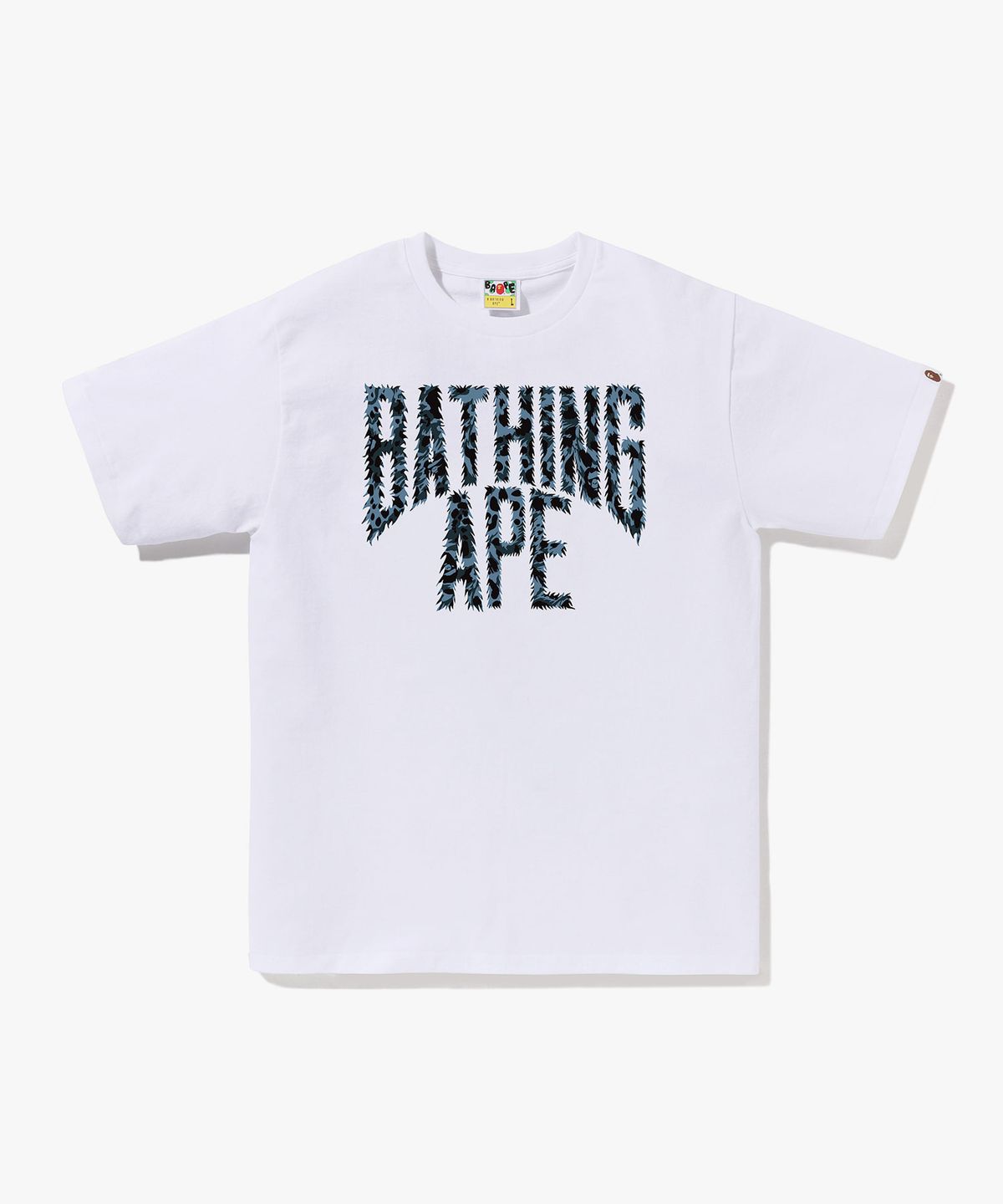 베이프(BAPE) 와일드 레오파드 패턴 NYC 로고 티셔츠(M) WHITE/NAVY
