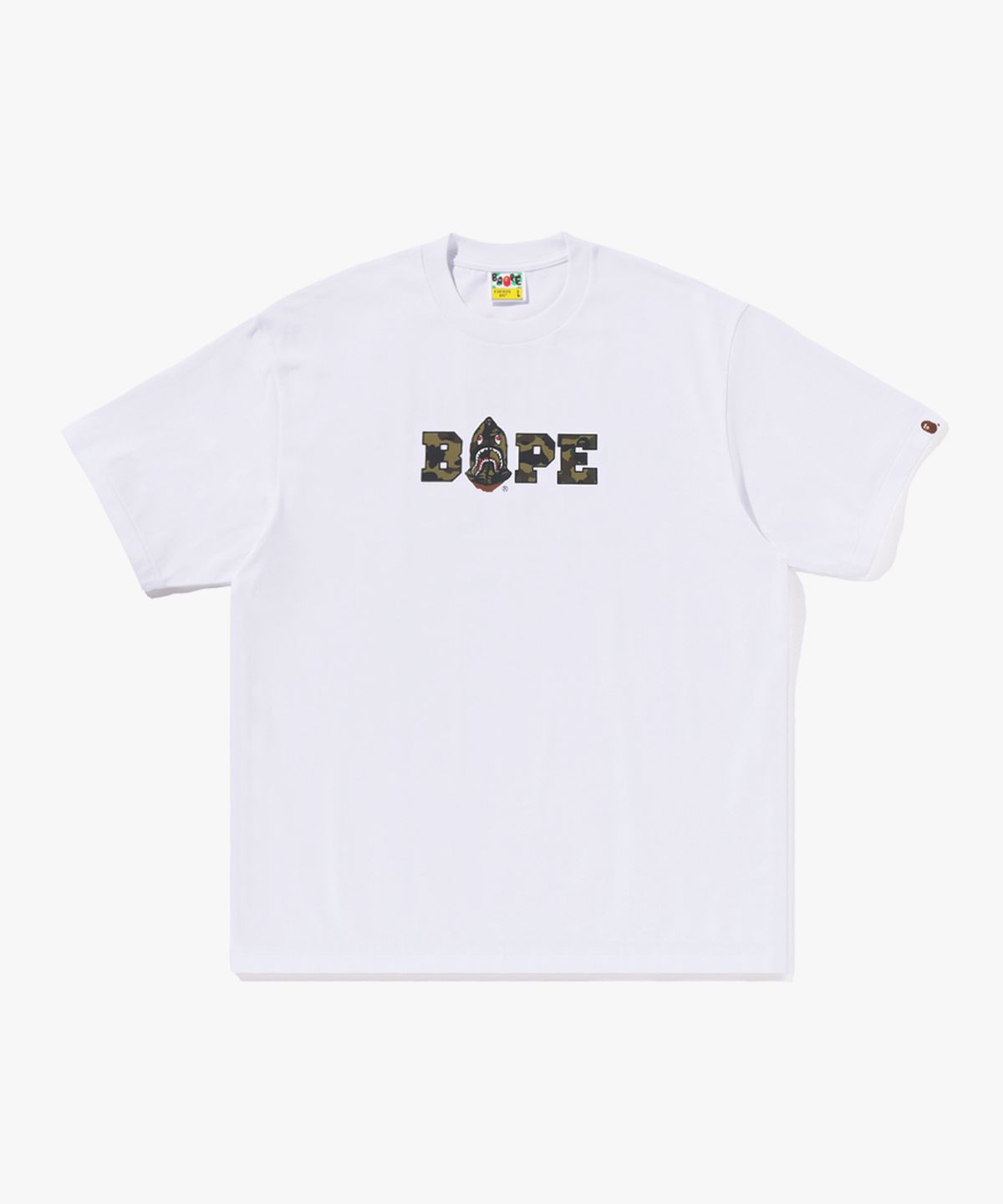베이프(BAPE) 퍼스트 카모 BAPE 로고 릴렉스드 핏 티셔츠(M) WHITE