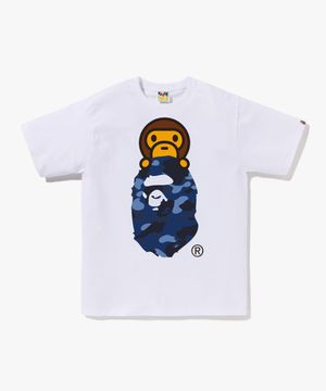컬러 카모 마일로 온 에이프 헤드 티셔츠(W) WHITE/NAVY