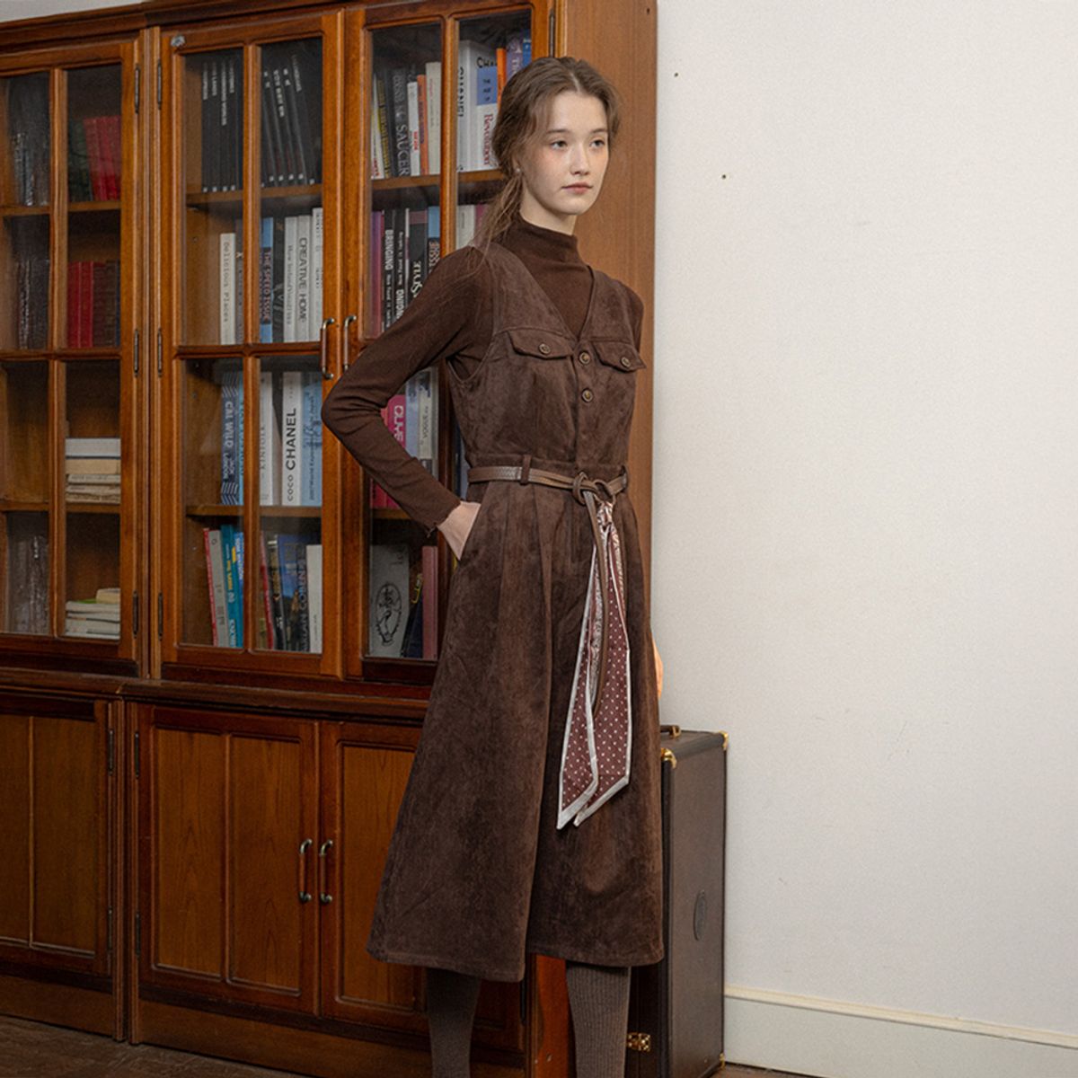 프라우드 마리(PROUD MARY) PM_V-neck slim fit jumpsuit_BROWN