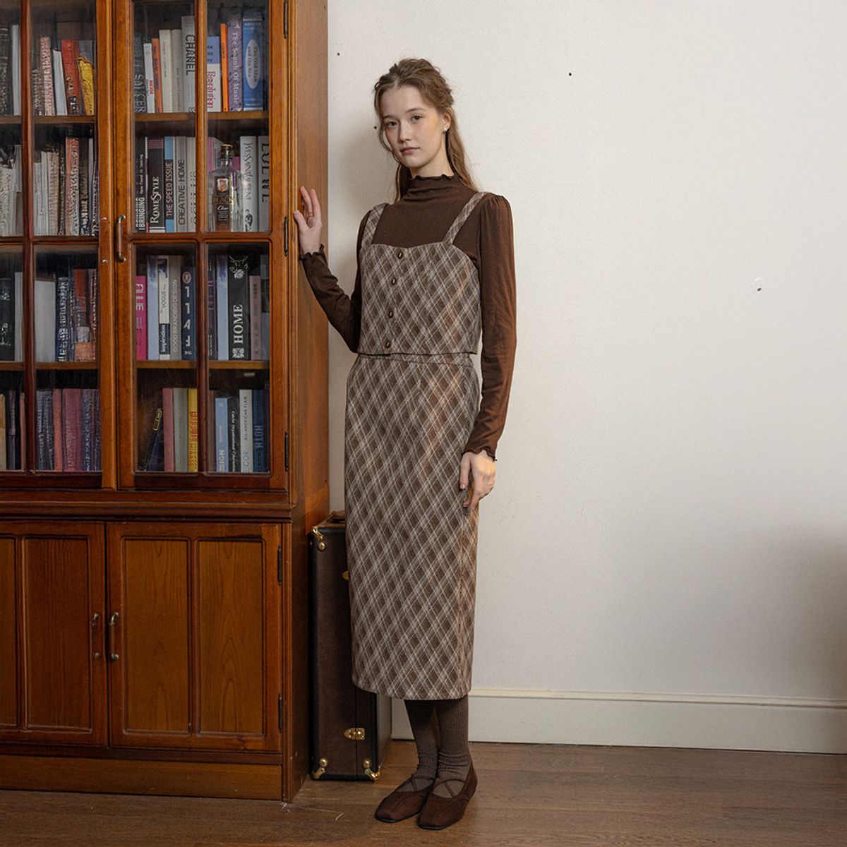 프라우드 마리(PROUD MARY) PM_Prismatic knit three-piece top and skirt set_BROWN