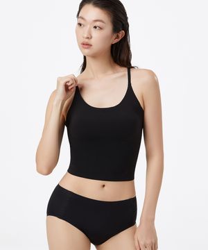 레이어드 슬리브리스 크롭탑