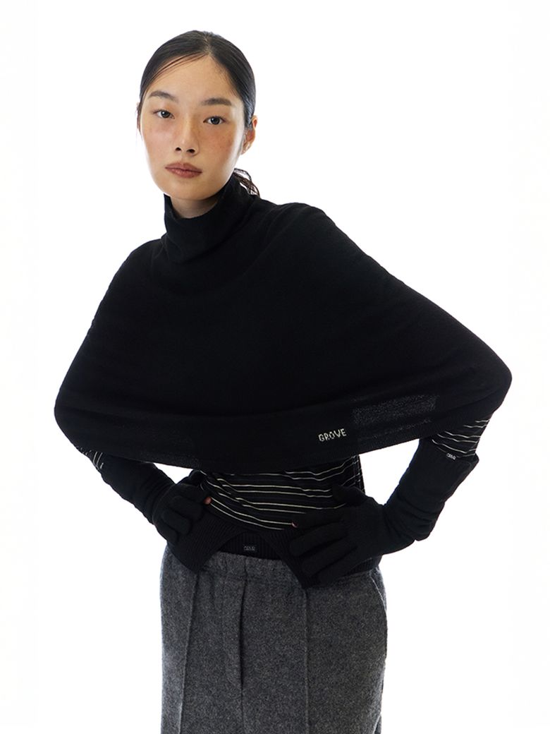 EVELYN KNIT CAPE (BLACK)
