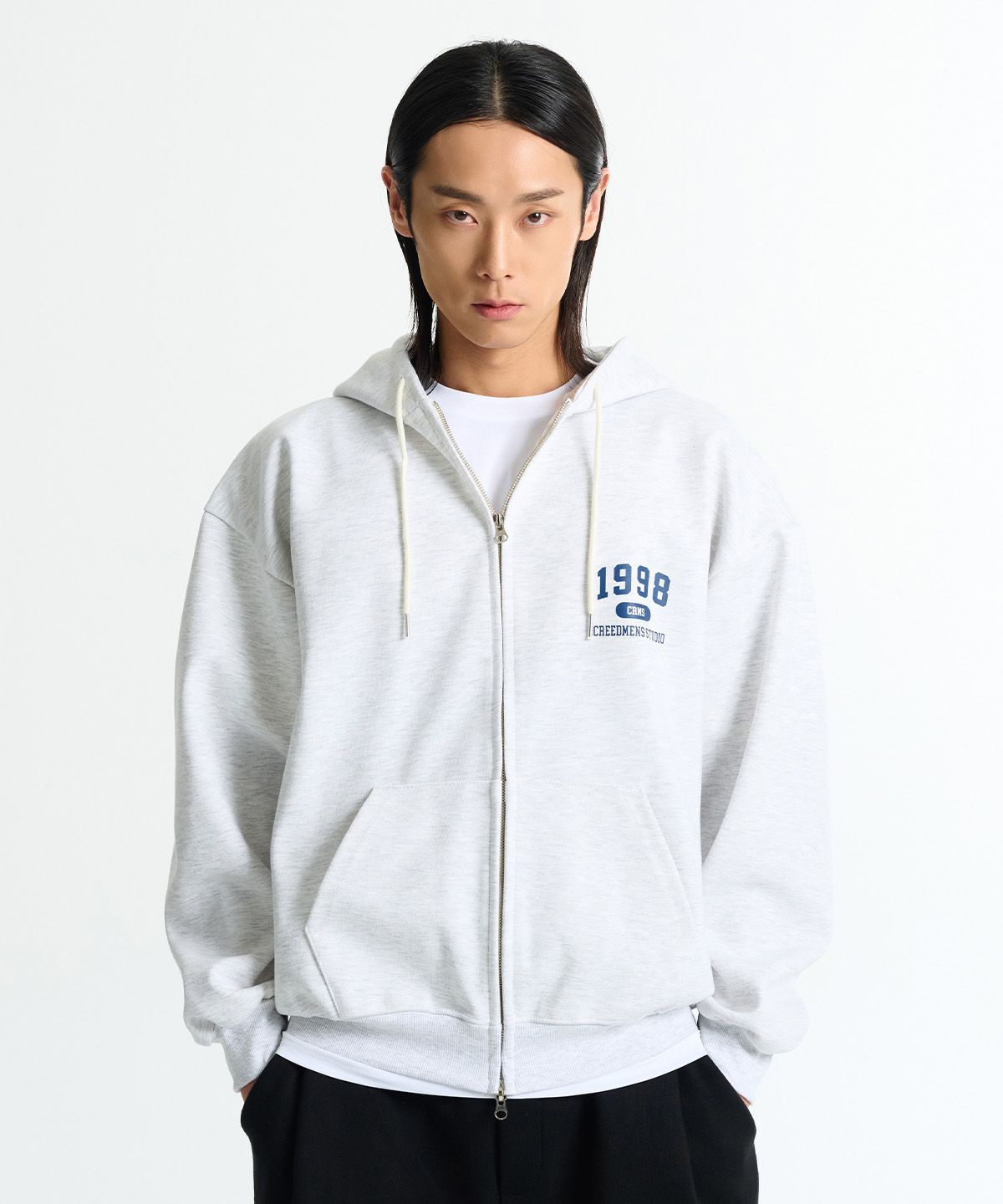 크레드먼스(CREEDMENS) 2-WAY 1998 creedmens studio 후드 집업(White Melange)