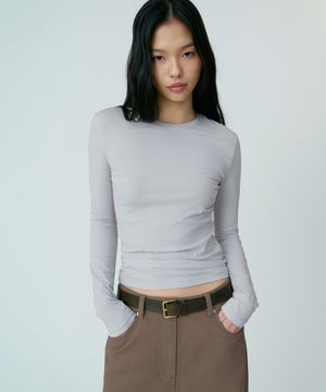 우먼즈 시어 슬림 긴소매 티셔츠 [블루 그레이]