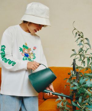 [슬로코스터 컬래버] 가드너스 립 커프스 긴소매 티셔츠 [화이트]