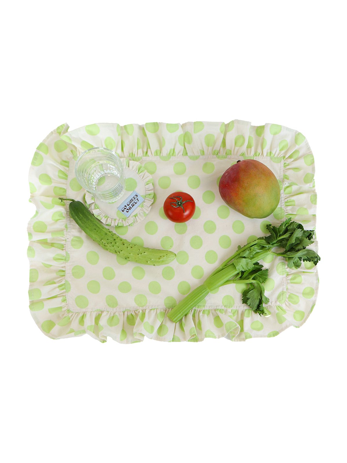 고그린오브젝트(GOGREENOBJECT) 순면 땡땡이 도트 프릴 테이블 매트