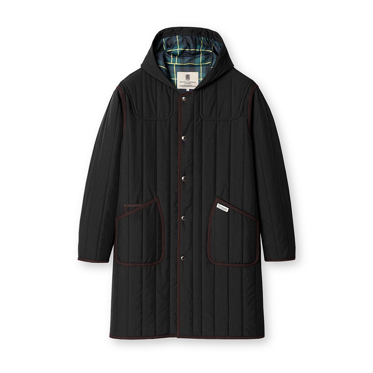 에든버러클럽(EDINBURGH CLUB) RIPSTOP HOODED VERTICAL QUILTED LONG JUMPER (BLACK)