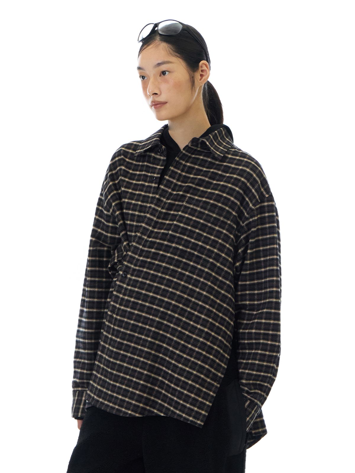 그로브(GROVE) EVE CHECK SHIRT (BLACK CHECK)