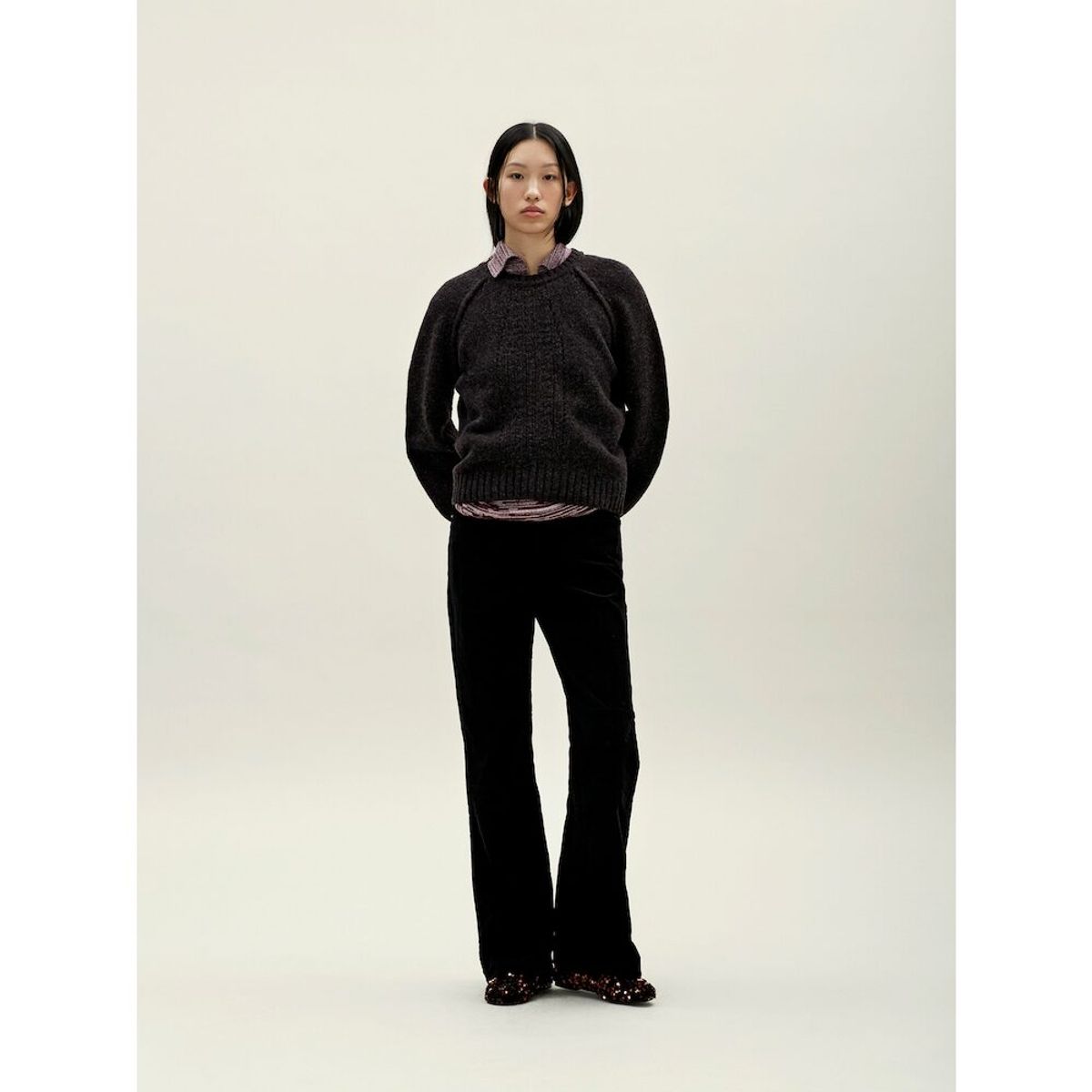 앙개(ANGGAE) Wilted Knit Pullover  Brown