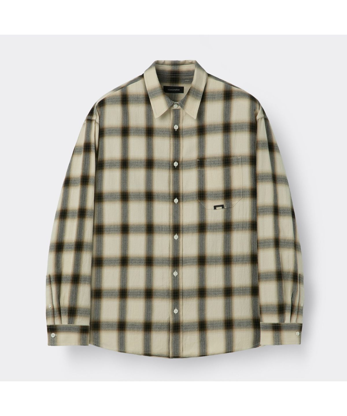 커스텀멜로우(CUSTOMELLOW) Beige Oversized Fit Check Shirt CWSAW25126BEX