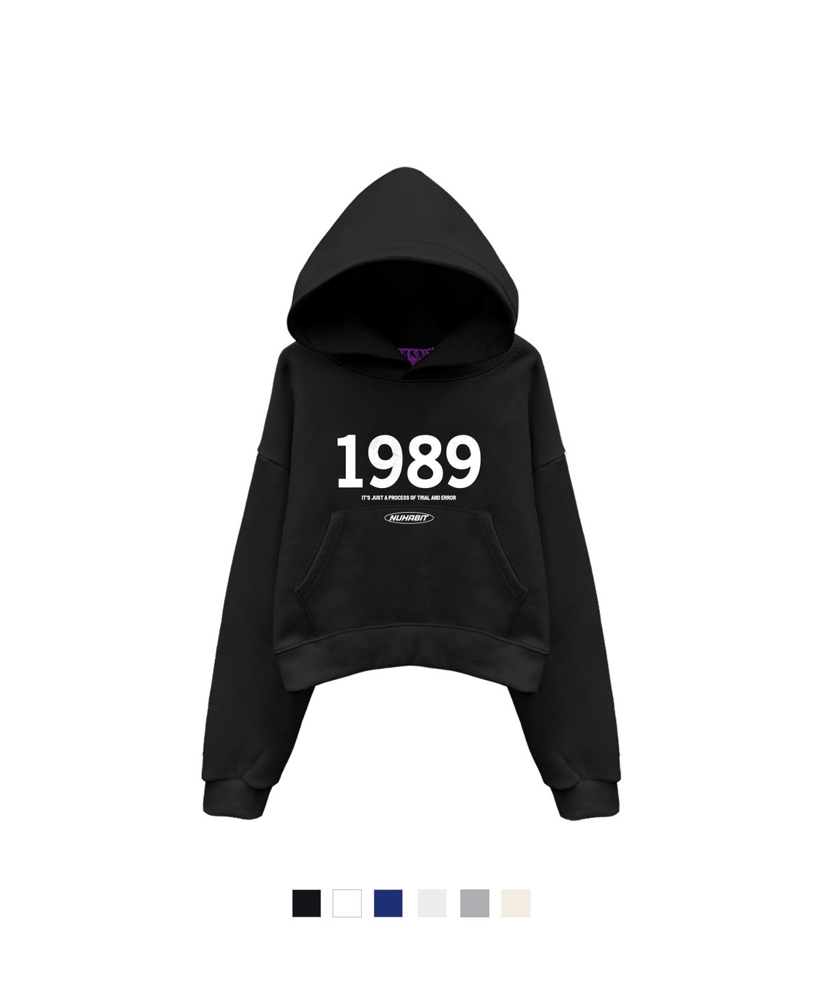 뉴해빗(NUHABIT) N/H 1989 LOGO 크롭 기모 후드 (SCH4-1NH7098)