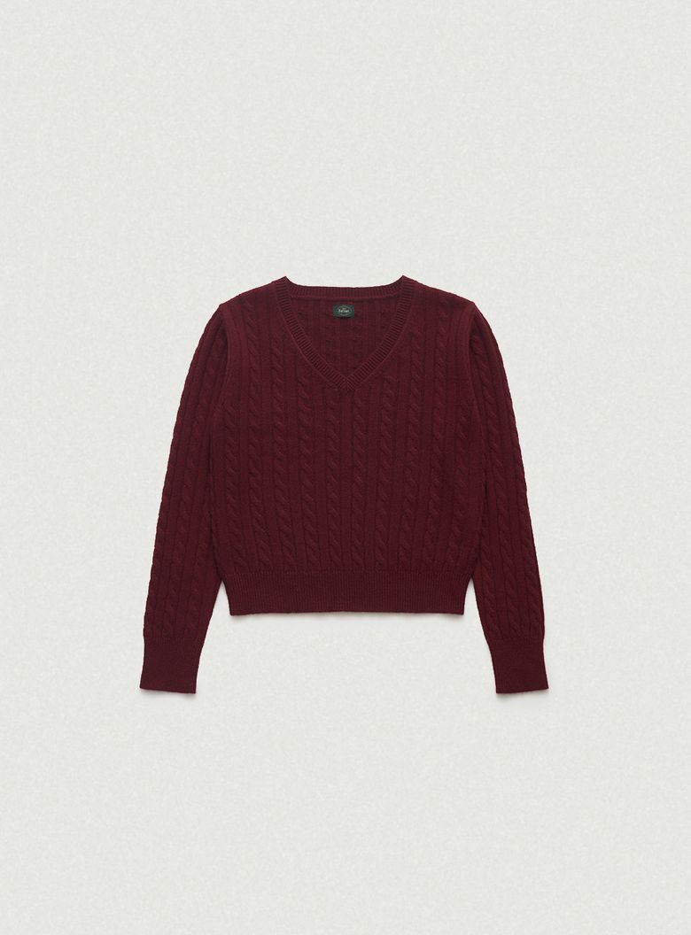 Soft Cashmere V-neck Knit_Burgundy