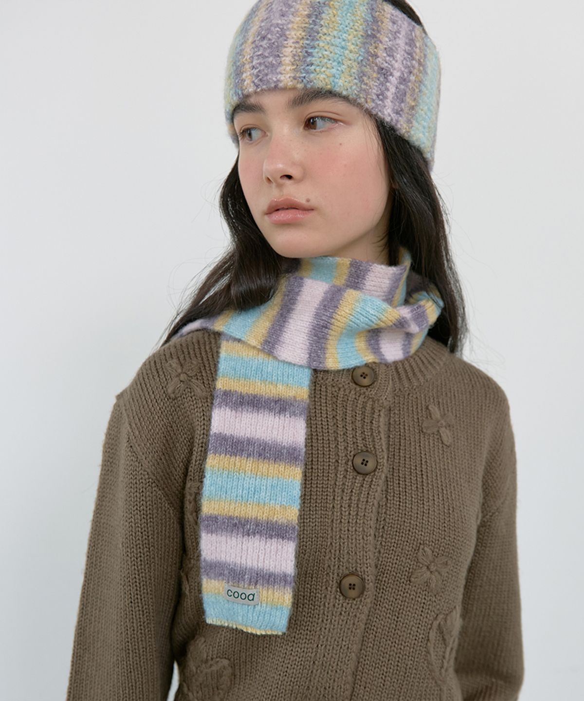마조네(MA JOURNÉE) STRIPE MUFFLER_PURPLE & SKY MIX