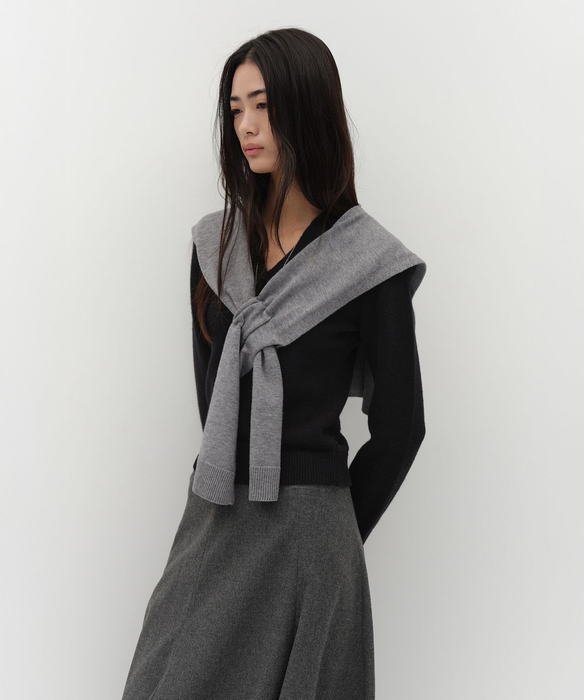 로우타이드(LOW TIDE) KNIT SHAWL [GREY]