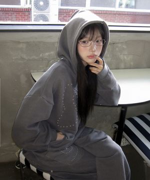 SYMBOL STUD PIGMENT HOODIE CHARCOAL