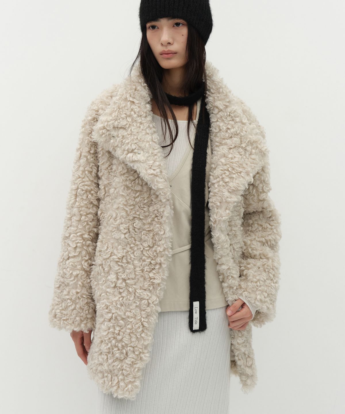 로우타이드(LOW TIDE) FLUFFY KNIT SCARF [BLACK]