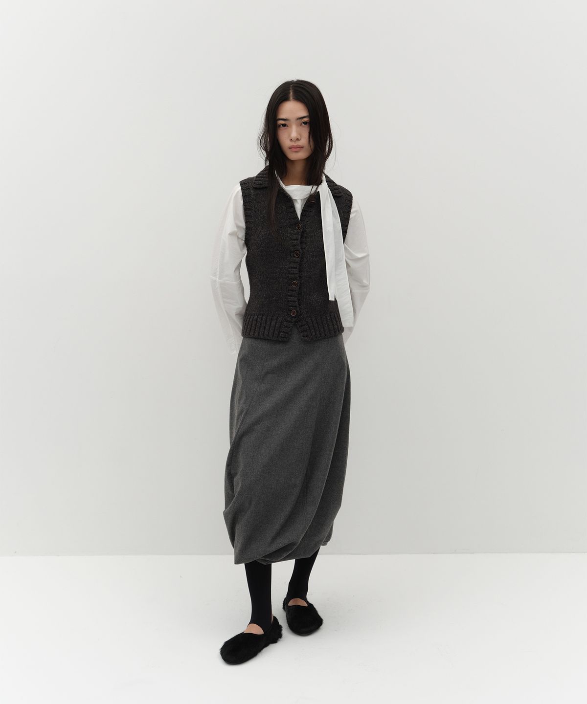 로우타이드(LOW TIDE) WOOL BALLOON SKIRT [GREY]