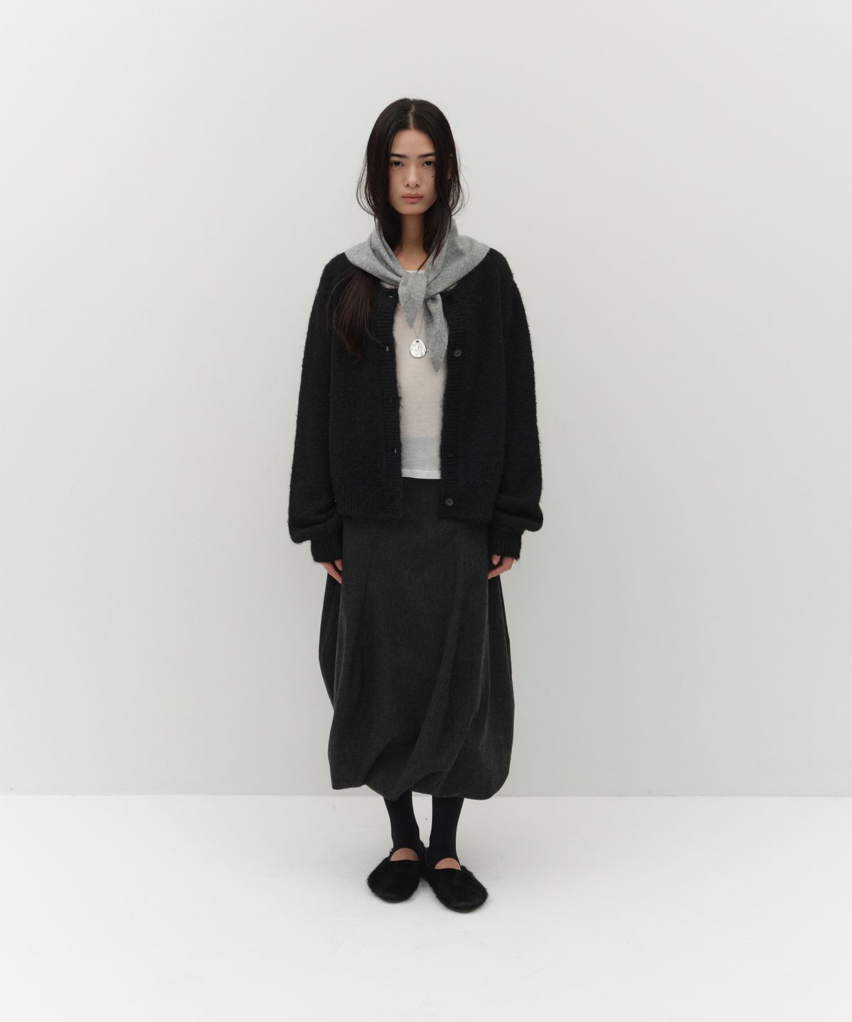 로우타이드(LOW TIDE) WOOL BALLOON SKIRT [CHARCOAL]