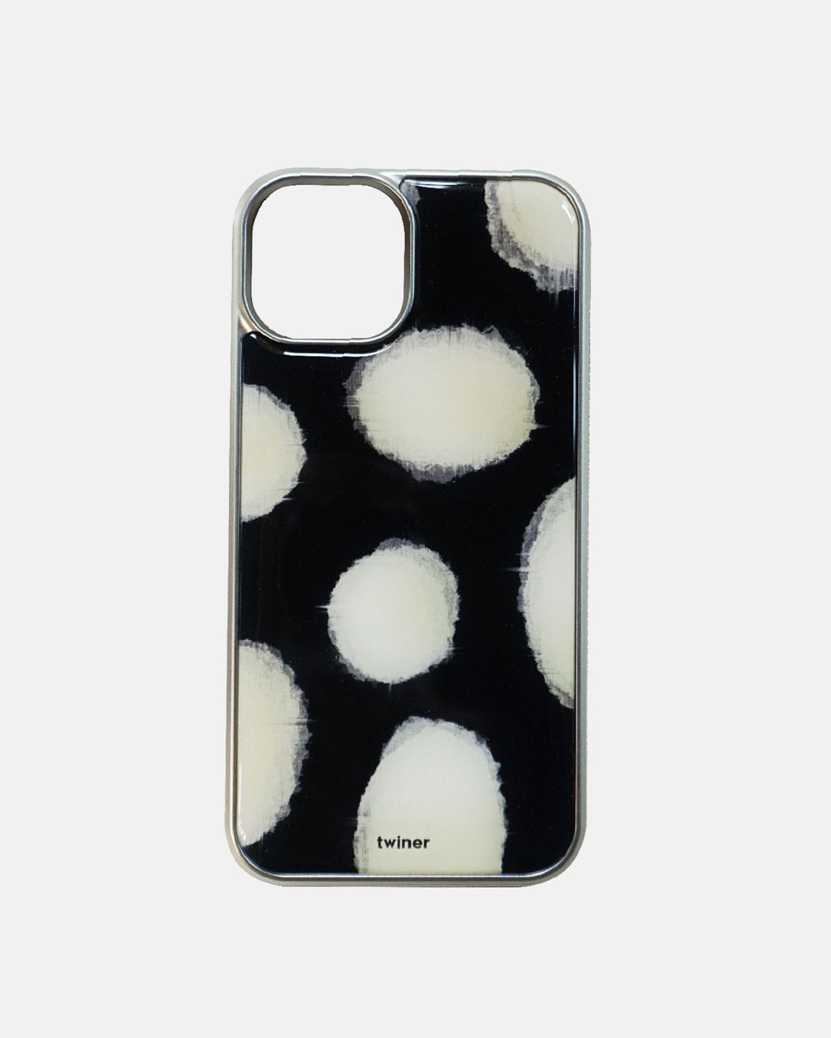 트위너(TWINER) Linen big dot phone case (에폭시 실버/맥세이프 글라스)