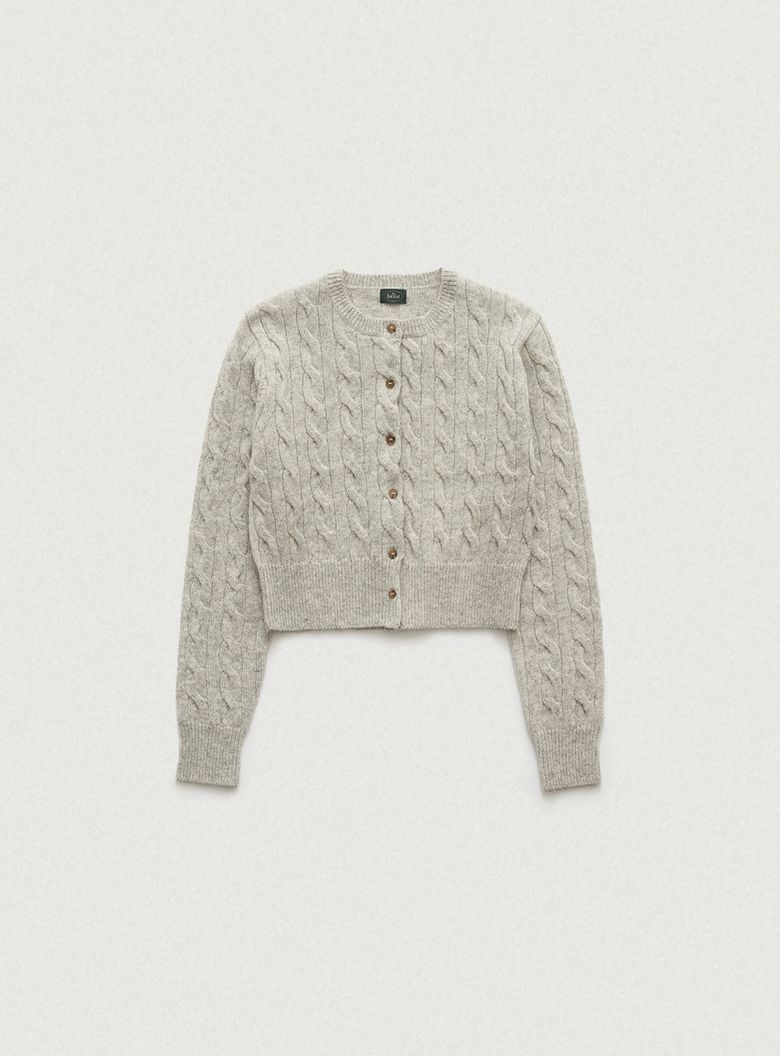 Eden Cable Cardigan_Melange Grey