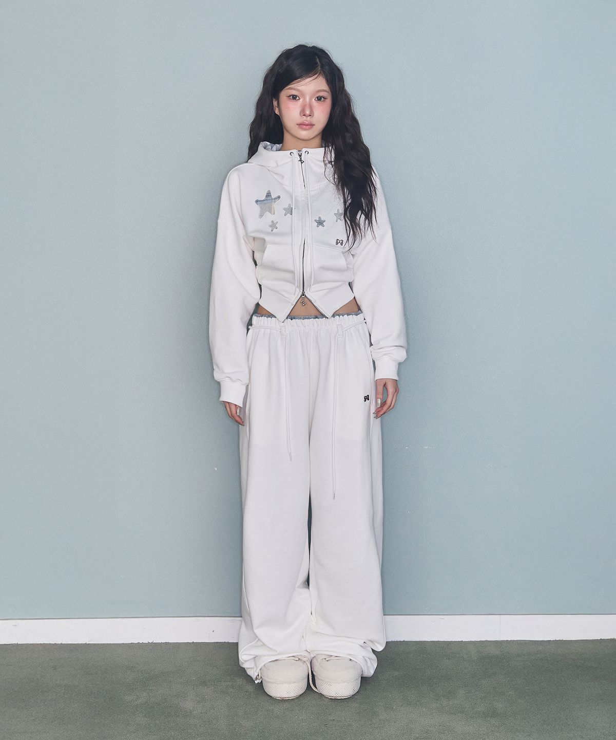 미레코(MIRECO) CONTRAST PATCH ZIP-UP IVORY