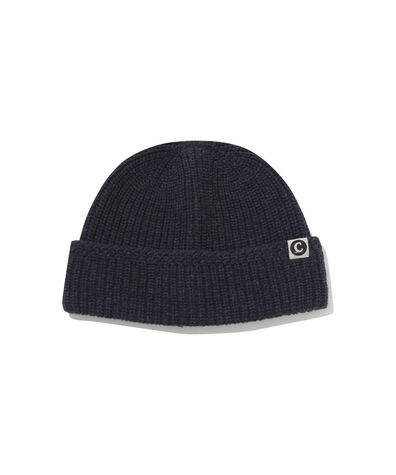 로고 라벨 램스울 숏비니 Melange Navy