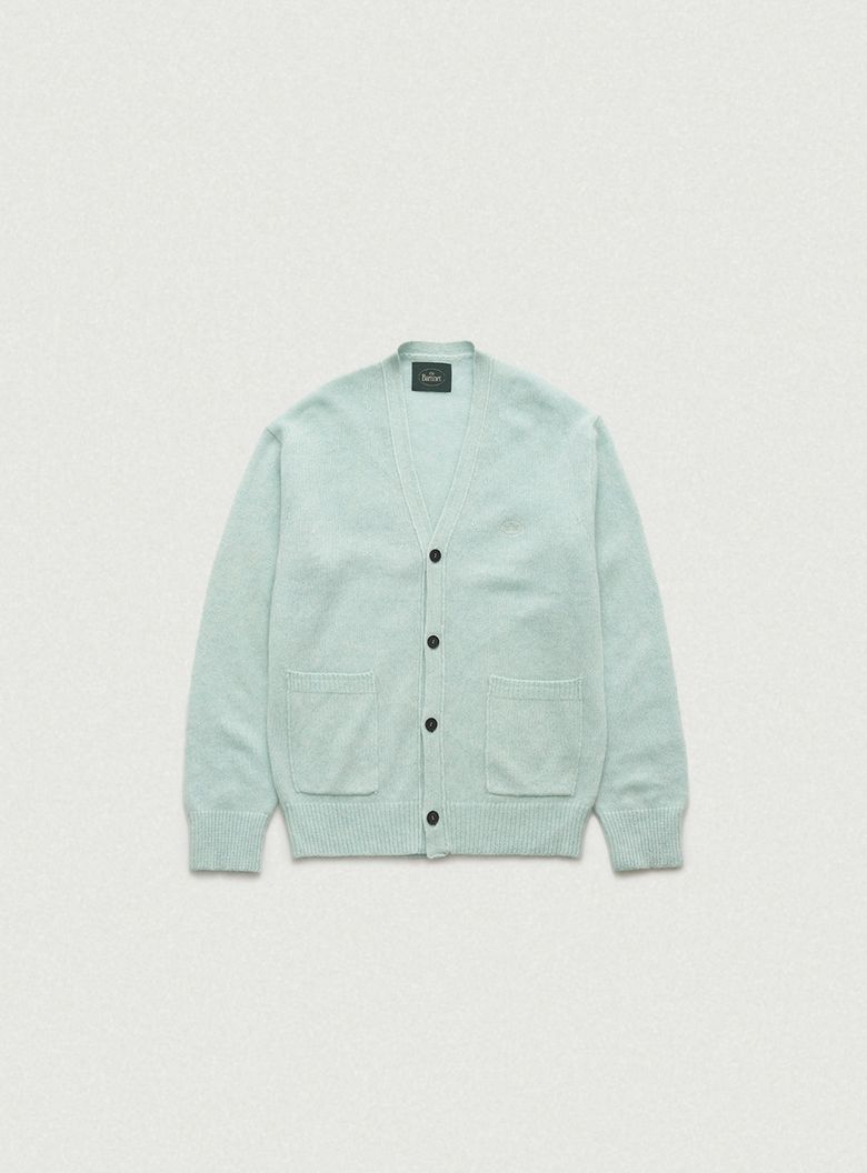 Fuzzy V-neck Knit Cardigan_Mint