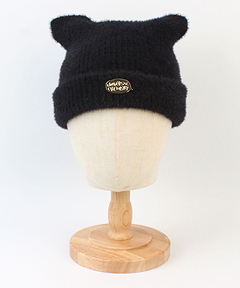 Cat Soft Fur Black Beanie 고양이비니