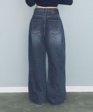 STITCH LINE WIDE DENIM PT BLUE
