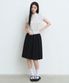 우먼즈 볼드 플리츠 니 렝스 스커트 [블랙]