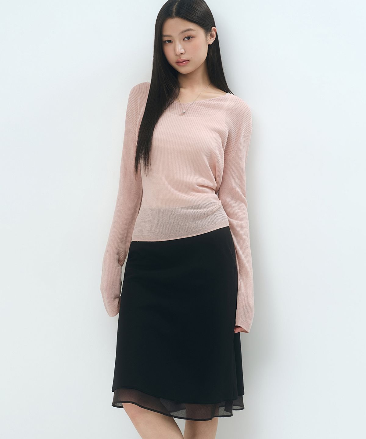 무신사 스탠다드 우먼(MUSINSA STANDARD WOMAN) 우먼즈 더블 레이어 미디 스커트 [블랙]