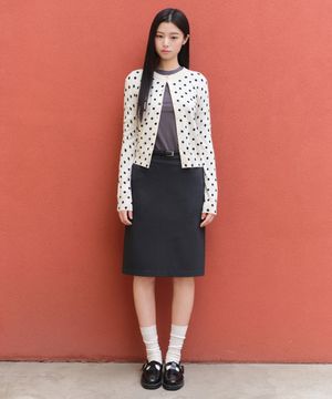 우먼즈 로 웨이스트 니 렝스 스커트 [그레이]