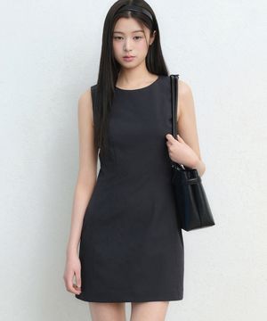 우먼즈 슬리브리스 포멀 미니 드레스 [그레이]