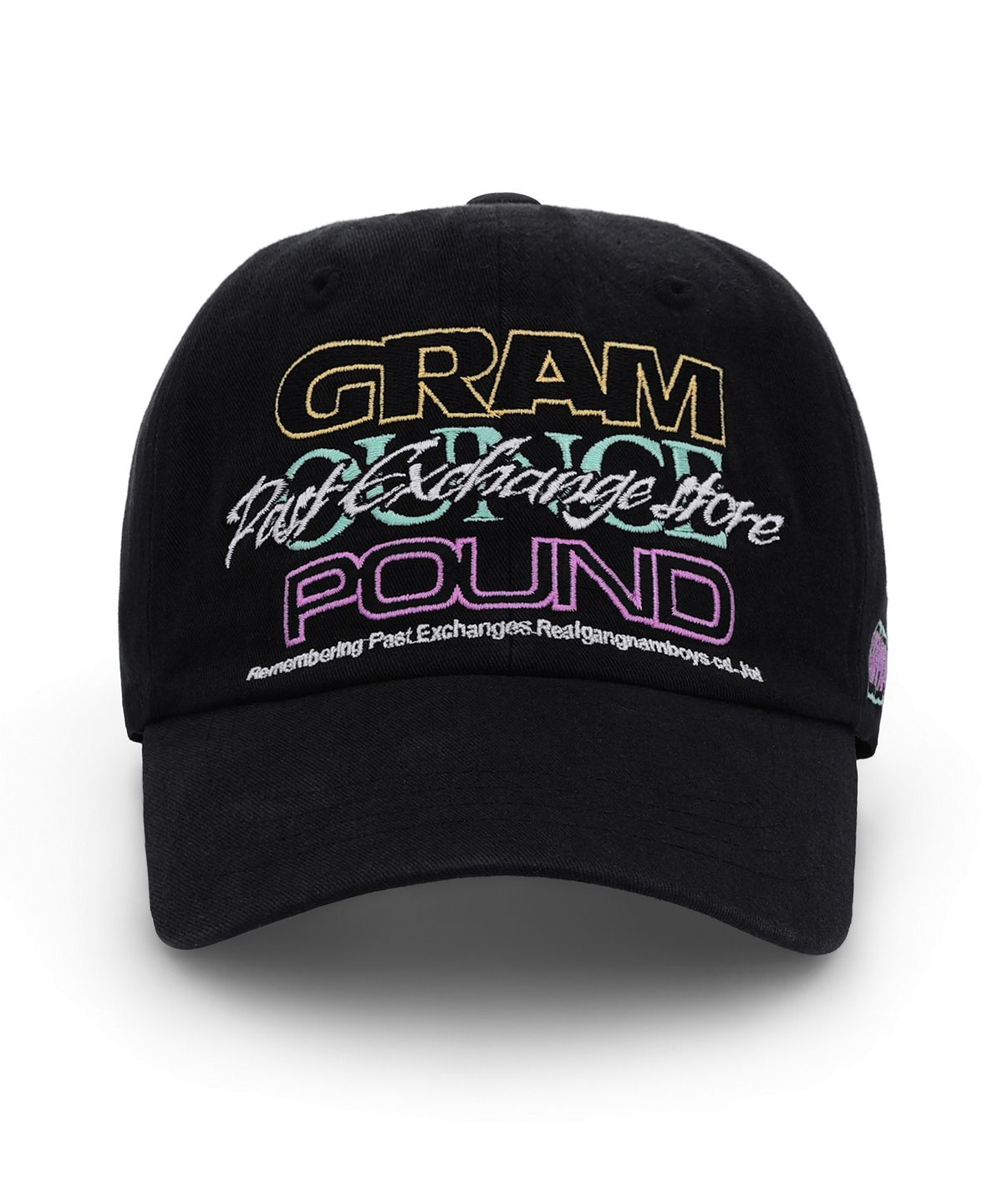 그램 아운스 파운드(GRAM OUNCE POUND) TYPO OVERLAPPED 6-PANEL CAP Black & PInk