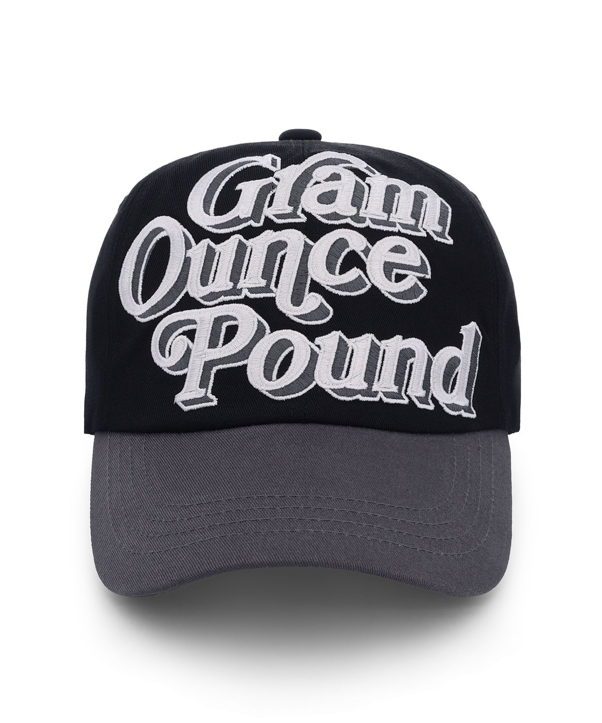 그램 아운스 파운드(GRAM OUNCE POUND) 70S LOGO 6-PANEL CAP Two Tone Black
