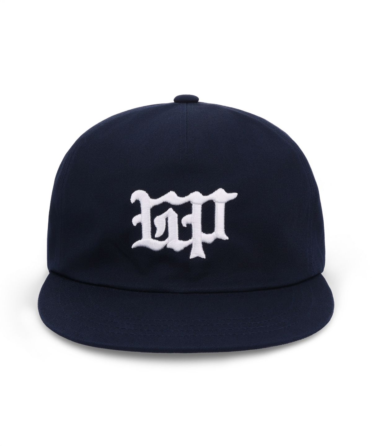그램 아운스 파운드(GRAM OUNCE POUND) Black Letter Logo 5-Panel Cap Navy